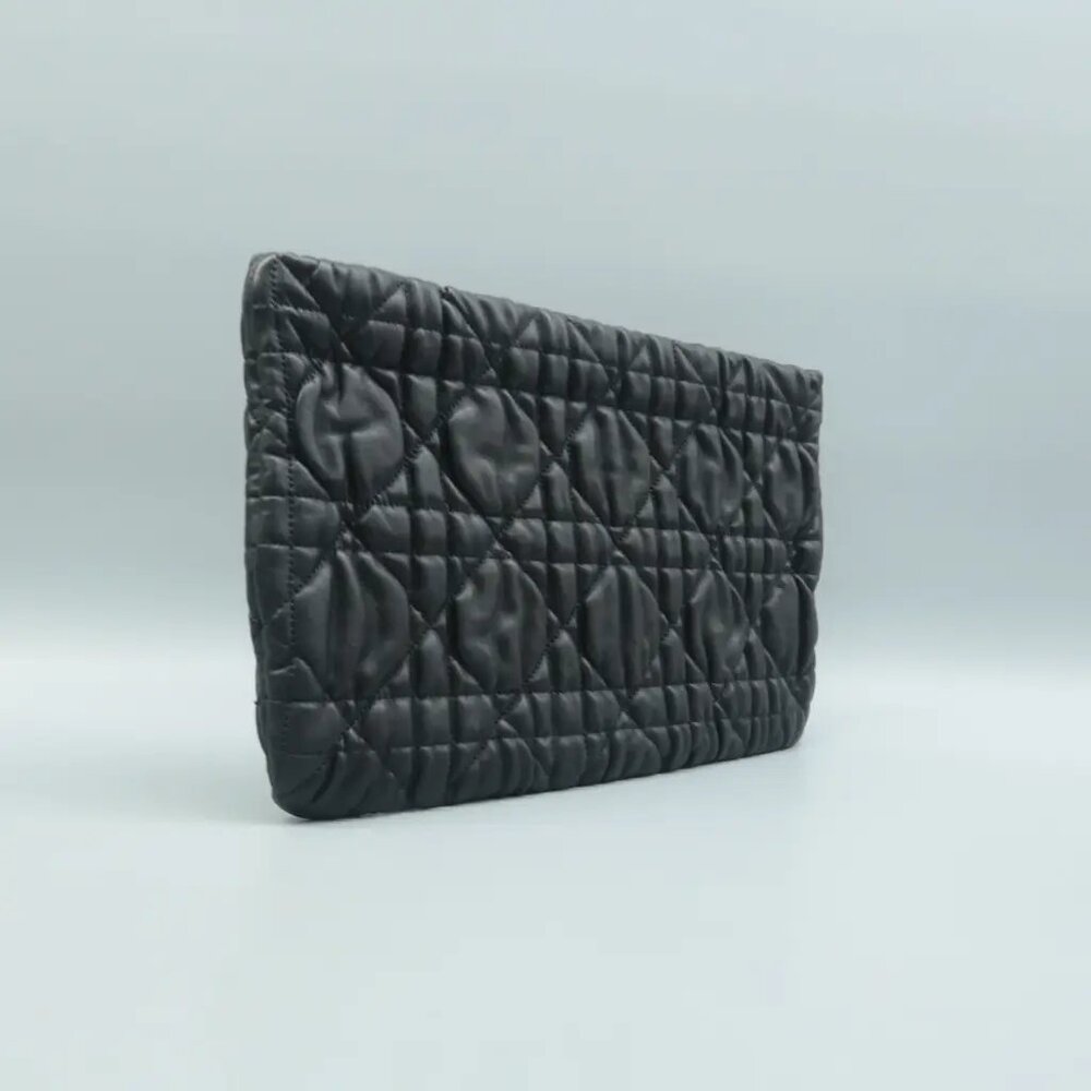 100% Authentic Dior Black Gaufre Cannage Leather Clutch Bag - Picture 3 of 12